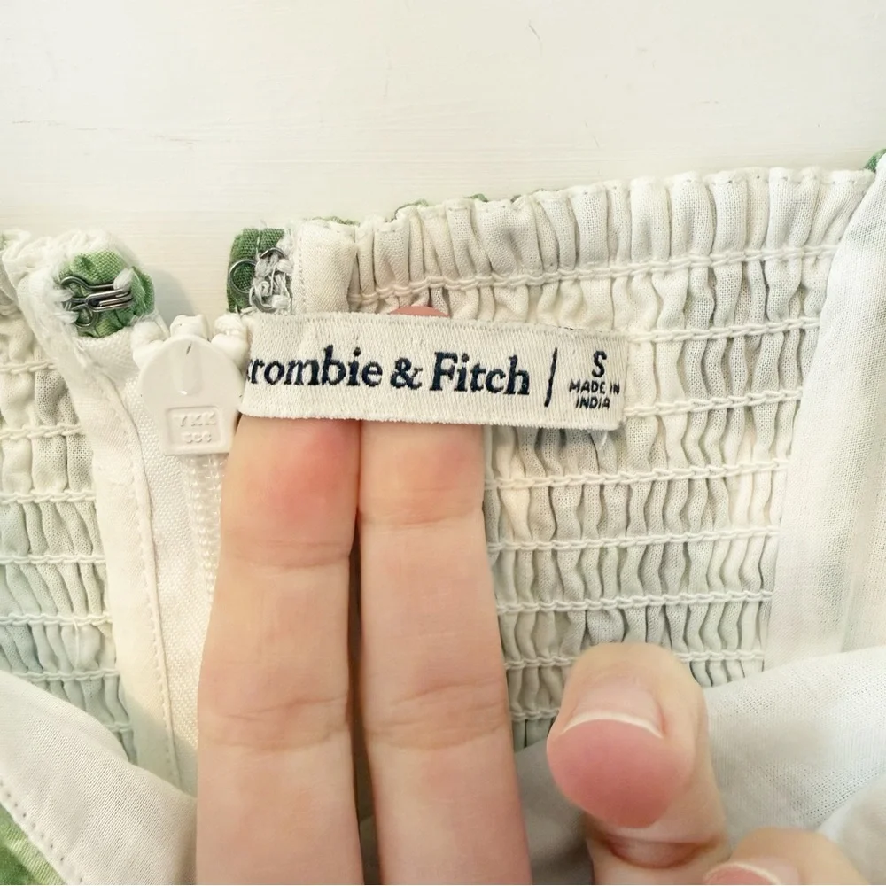 Abercrombie & Fitch | Emerson Poplin Wide Strap Midi Dress green floral Small - Picture 5 of 11